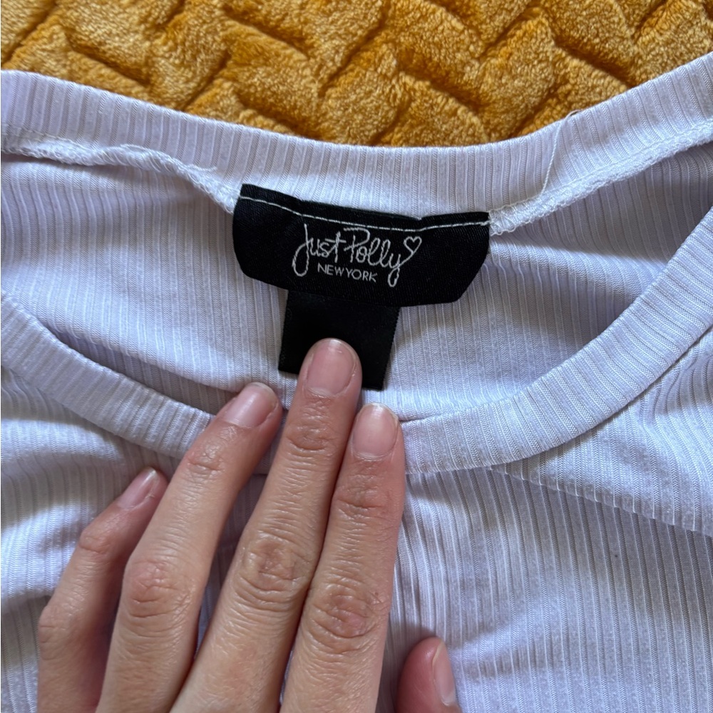 Women's White Ribbed Top - Picture 2 of 2